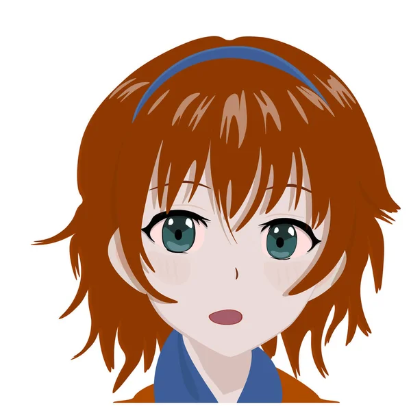 Hermosa Cara Anime Chica Vector — Vector de stock