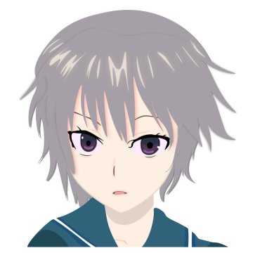 Güzel yüz anime kız japan tarzı saç 