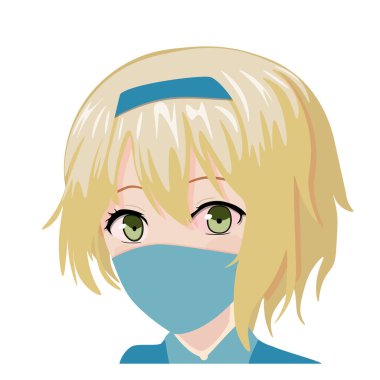 Güzel yüz anime kız vektörü japan tarzı saç maskesi