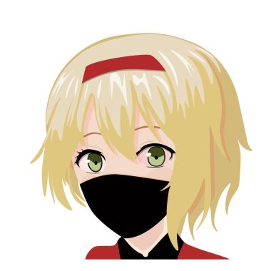 Güzel yüz anime kız vektörü japan tarzı saç maskesi