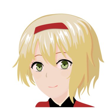 Güzel yüz anime kız vektörü japan tarzı saç 