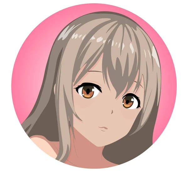 Anime Portrait Girl Web Mobile Icons Japan Style — Stock Photo, Image