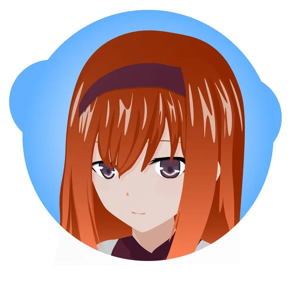 Anime Portrait Girl Web Mobile Icons Japan Style — Stock Photo, Image
