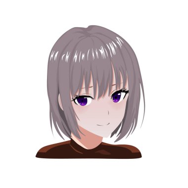 Ağ ve mobil simgeler için anime portresi kızı 