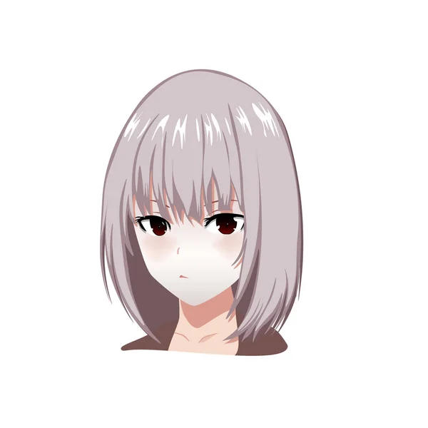 Retrato Anime Vectorial Chica Para Web Iconos Móviles Estilo Japón — Vector de stock