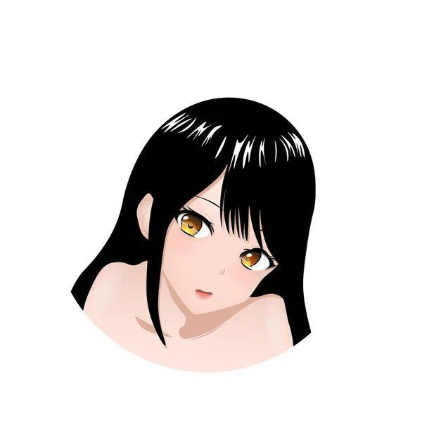 Anime Portrait Girl Japan Style Vector Face — Stock Vector