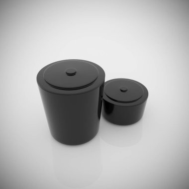 Zemindeki siyah plastik kap 3D rendeleme