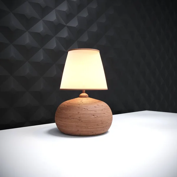 Lamp on the table the background of the wall 3d render