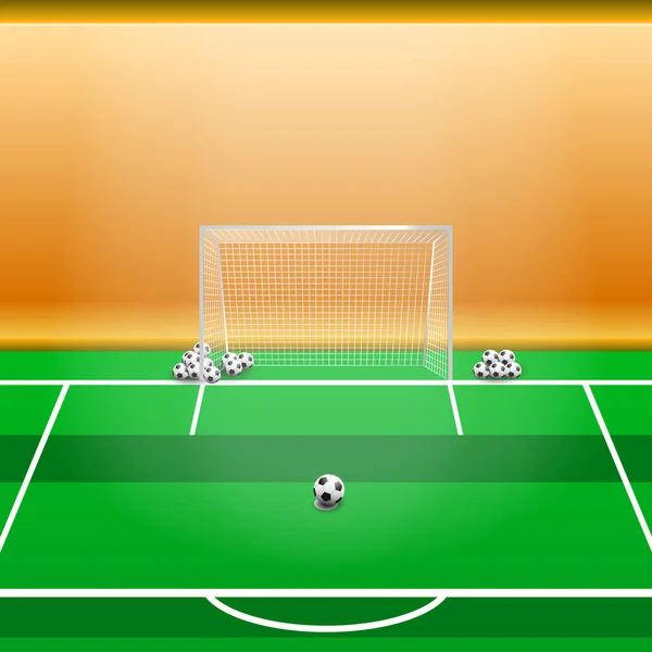 Terrain Football Vectoriel Filet Sur Herbe Verte — Image vectorielle