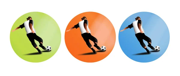 Iconos Jugador Fútbol Pateando Vector Pelota Para Web Móvil — Vector de stock