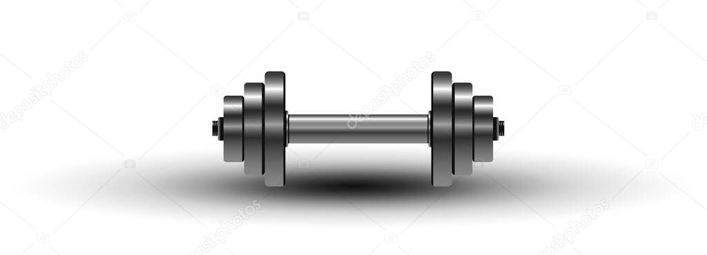 Vector metal dumbbell weights on white background