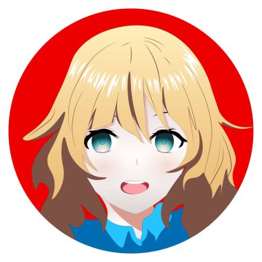 Çizgi film anime kız portresi. Japon tarzı yüz çizimi dergisi.