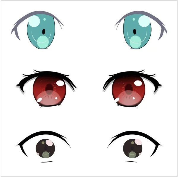 Set of Female Eyes of Different Colors in the Style of Manga. Stock Vector  - Illustration of design, cartoon: 273805147