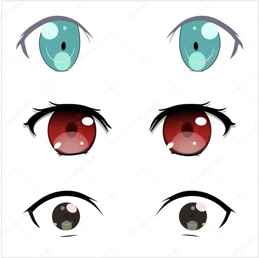 Cartoon anime eyes set art sketch maga