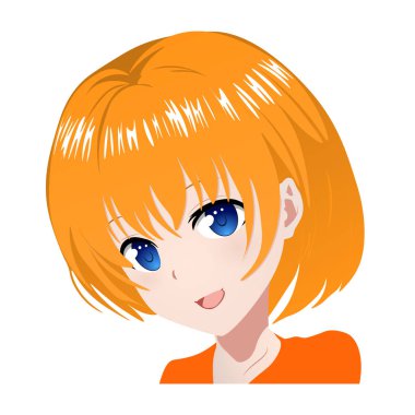 Vector anime karakterleri. Japonca 'da anime kız. Anime biçimi, çizilmiş vektör illüstrasyonu.