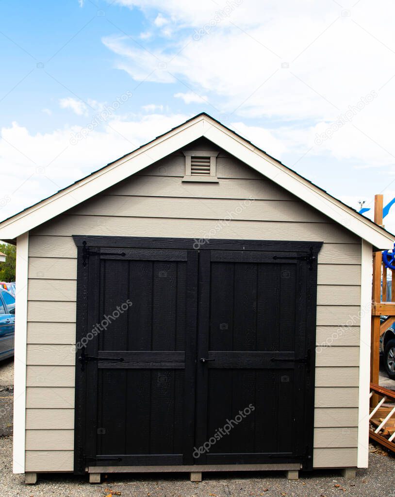 garden shed white wooden outdoors beautiful door