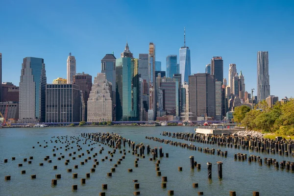 Schöner Blick Auf Lower Manhattan Stadtbild Über Hudson River New — Stockfoto