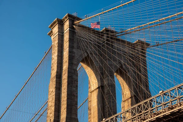 Brooklyn Bridge Einem Strahlend Schönen Tag Vom Hudson Aus Gesehen — Stockfoto
