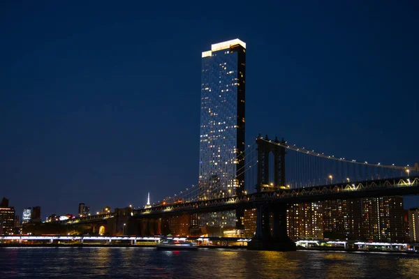 Brooklyn Bridge Und Die Skyline Von Manhattan Vom Brooklyn Bridge — Stockfoto