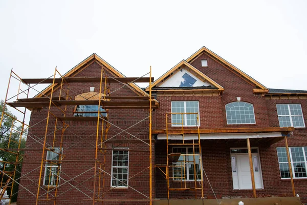 Brick Facing Home Brown Cement Material — Stock Photo, Image