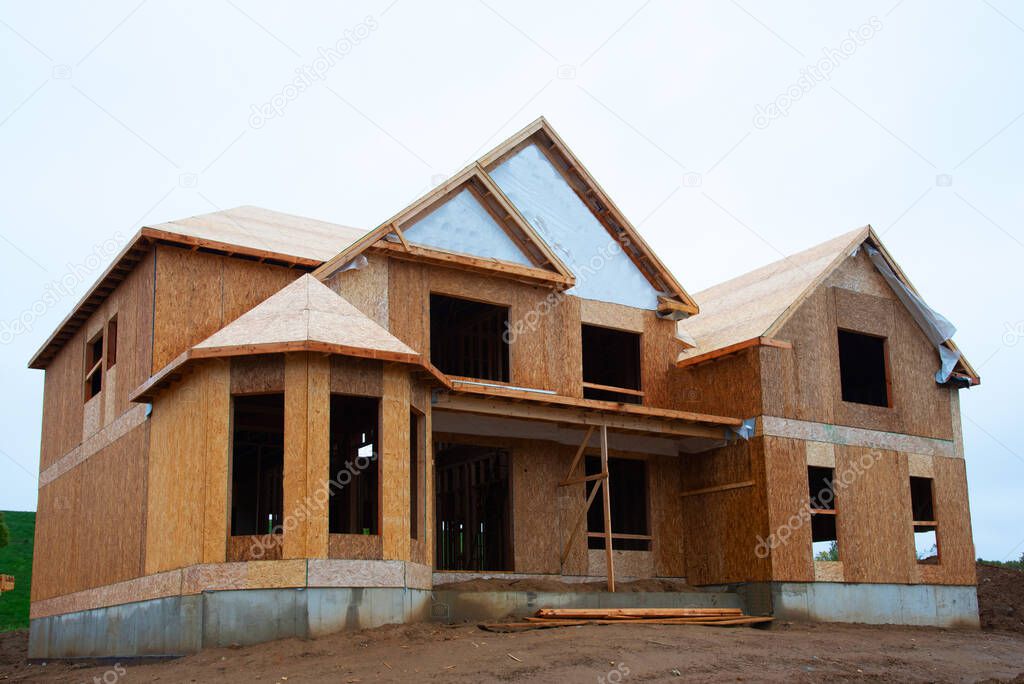new single family home under construction building