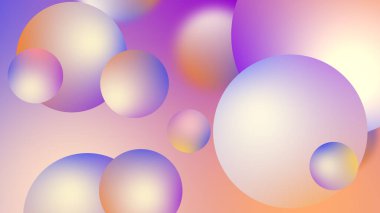 Grafik tasarımı için soyut toplar geometrik gradyan renk arkaplanı. 3d resimleme.