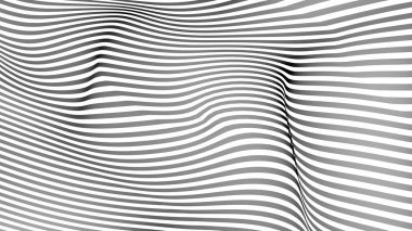 Siyah ve beyaz eğri dalga çizgisi soyut arkaplan.