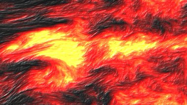 Kırmızı lav akışı ve siyah taş dokusu. Üç boyutlu çizim. 3B Görüntü.