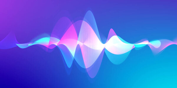 Speaking sound wave lines illustration.Colorful gradient motion abstract background.