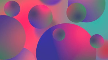 Grafik tasarımı için soyut toplar geometrik gradyan renk arkaplanı. 3d resimleme.