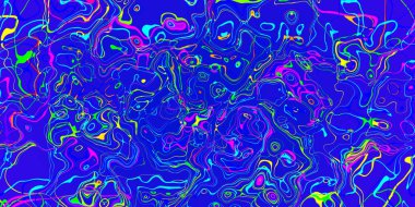 Soyut pembe sarı ve kırmızı çizgiler mavi arkaplanda dalgalı çizgiler. 