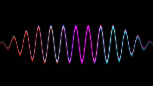Linia Dźwiękowa Fala Wielokolorowa Muzyka Abstrakcyjne Tło Neonowe Światło Zakrzywione — Zdjęcie stockowe