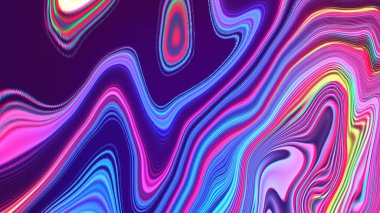 Soyut kırmızı mavi eğimli geometrik arkaplan. Neon ışığı kıvrımlı çizgiler ve renkli grafik tasarımlı şekil.