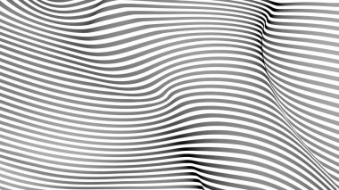 Siyah ve beyaz eğri dalga çizgisi soyut arkaplan.