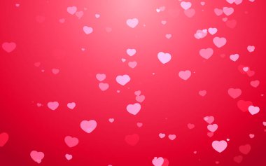 Kırmızı arka planda sevgililer günü pembe kalp ışığı.