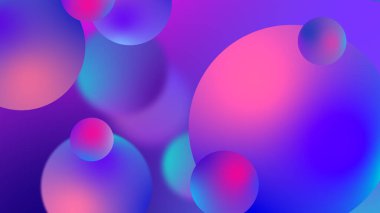 Grafik tasarımı için soyut toplar geometrik gradyan renk arkaplanı. 3d resimleme.