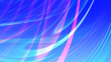 Soyut pembe mavi eğimli geometrik arkaplan. Neon ışığı kıvrımlı çizgiler ve renkli grafik tasarımlı şekil.