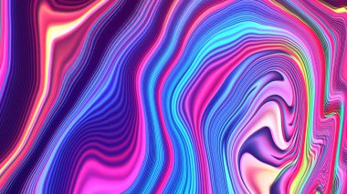 Soyut kırmızı mavi eğimli geometrik arkaplan. Neon ışığı kıvrımlı çizgiler ve renkli grafik tasarımlı şekil.