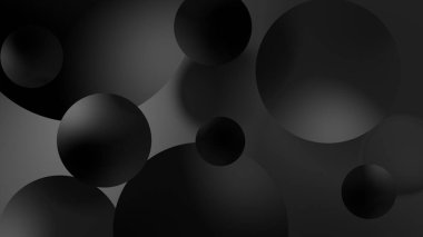 Soyut siyah toplar geometrik eğimli arkaplan. Grafik tasarımı için. 3d resimleme.