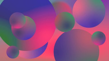 Grafik tasarımı için soyut toplar geometrik gradyan renk arkaplanı. 3d resimleme.