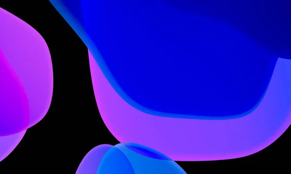 Abstract Geometric Fluid Blue Purple Color Gradient Black Background Trendy — Stock Photo, Image