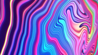 Soyut kırmızı mavi eğimli geometrik arkaplan. Neon ışığı kıvrımlı çizgiler ve renkli grafik tasarımlı şekil.