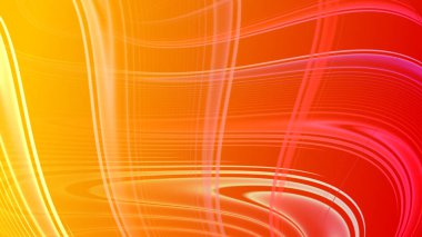 Soyut kırmızı sarı eğimli geometrik arkaplan. Neon ışığı kıvrımlı çizgiler ve renkli grafik tasarımlı şekil.