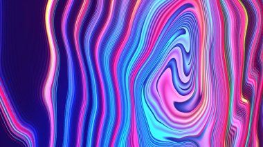 Soyut kırmızı mavi eğimli geometrik arkaplan. Neon ışığı kıvrımlı çizgiler ve renkli grafik tasarımlı şekil.