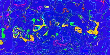 Soyut pembe sarı ve kırmızı çizgiler mavi arkaplanda dalgalı çizgiler. 