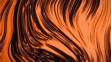Dalgaların lüksüne sahip soyut turuncu arka plan. 3d illüstrasyon, 3d canlandırma.