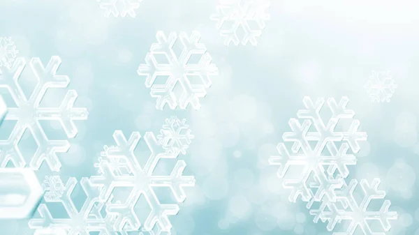 Kerst Blauw Wit Sneeuwvlok Met Sneeuw Vallen Winter Achtergrond — Stockfoto