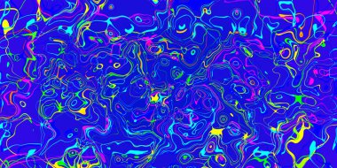 Soyut pembe sarı ve kırmızı çizgiler mavi arkaplanda dalgalı çizgiler. 