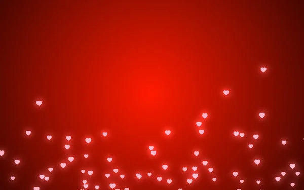Kırmızı Arka Planda Sevgililer Günü Pembe Kalp Işığı — Stok fotoğraf