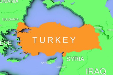 Türkiye 'de parlak renklere sahip 3D COVID-19 virüs salgını haritası